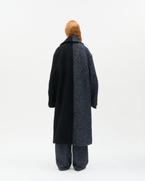 Blue Diagonal Check Two-Tone Coat