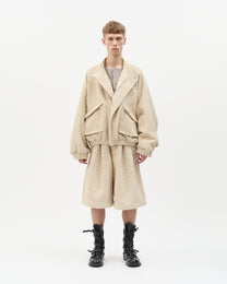 Cream Bouclé Bomber