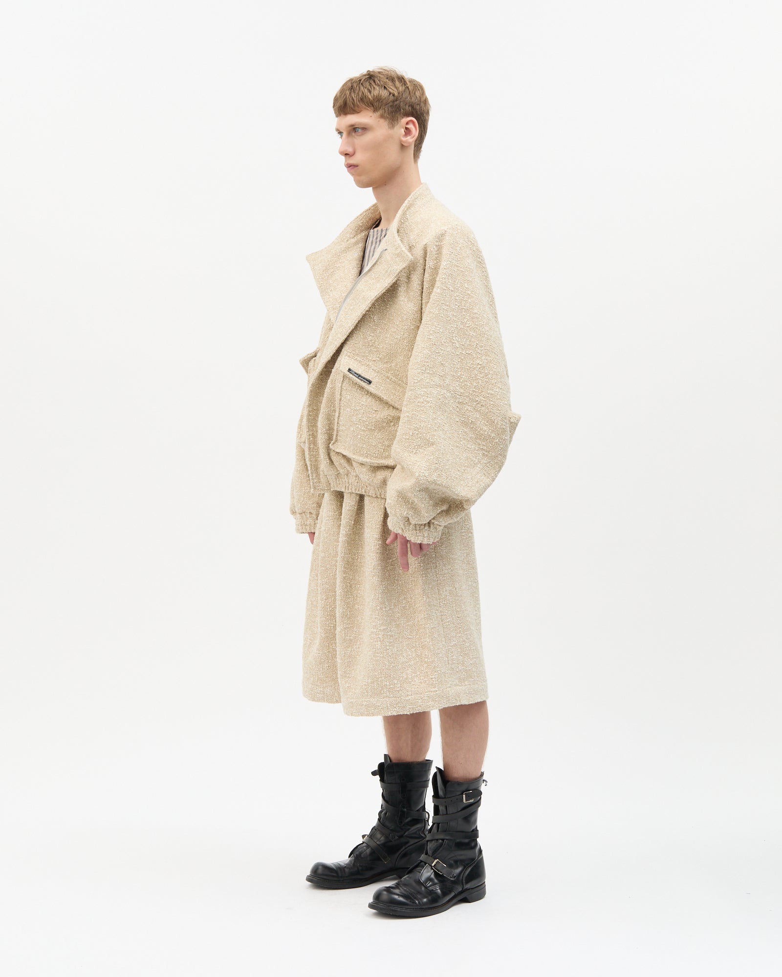 Cream Bouclé Bomber