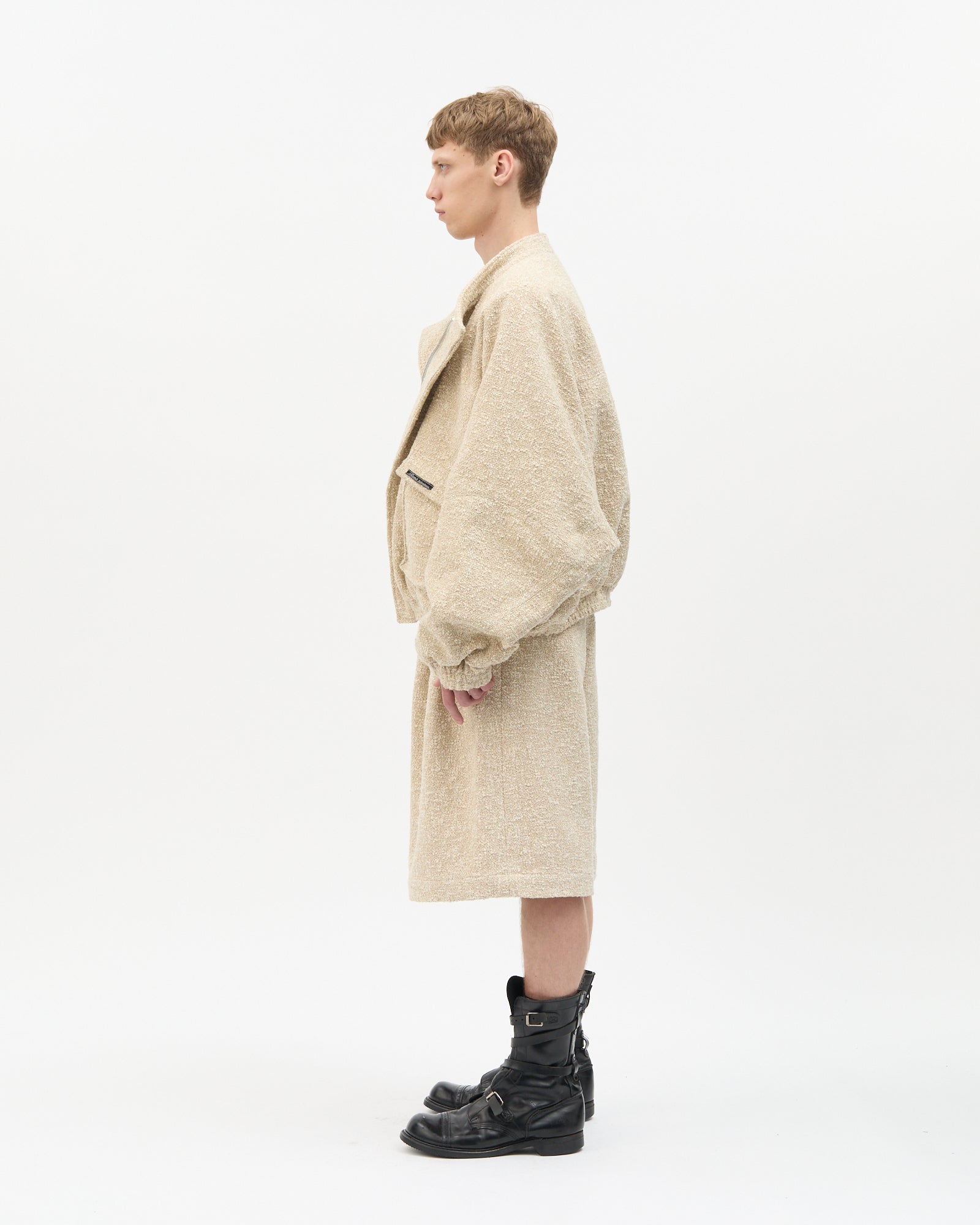 Cream Bouclé Bomber