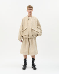Cream Bouclé Bomber