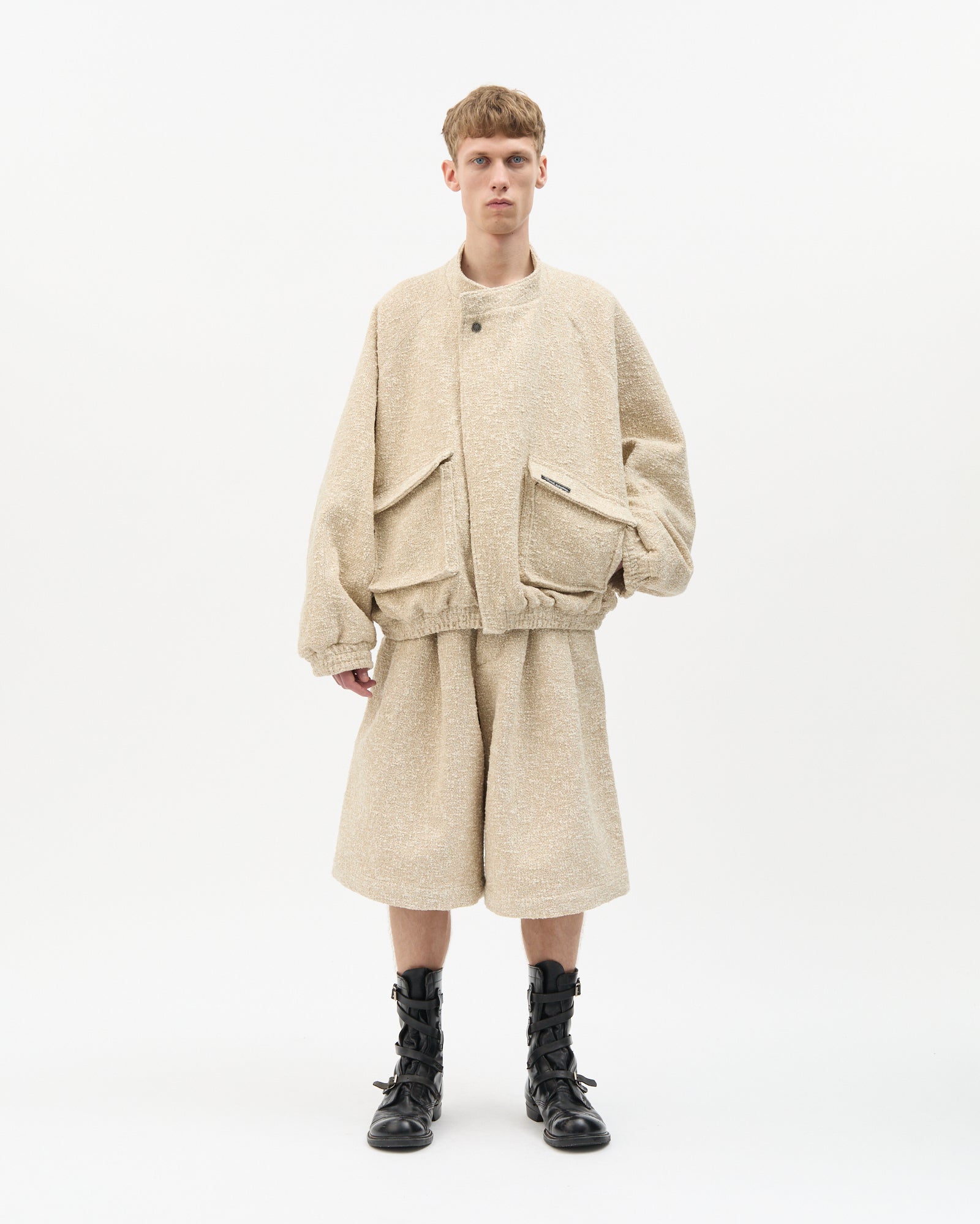 Cream Bouclé Bomber