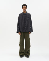 Charcoal Stripe Three-placket Shirt