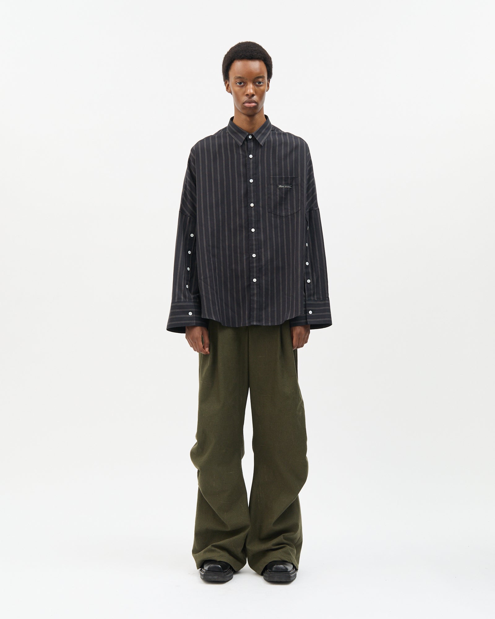 Charcoal Stripe Three-placket Shirt