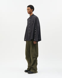 Charcoal Stripe Three-placket Shirt
