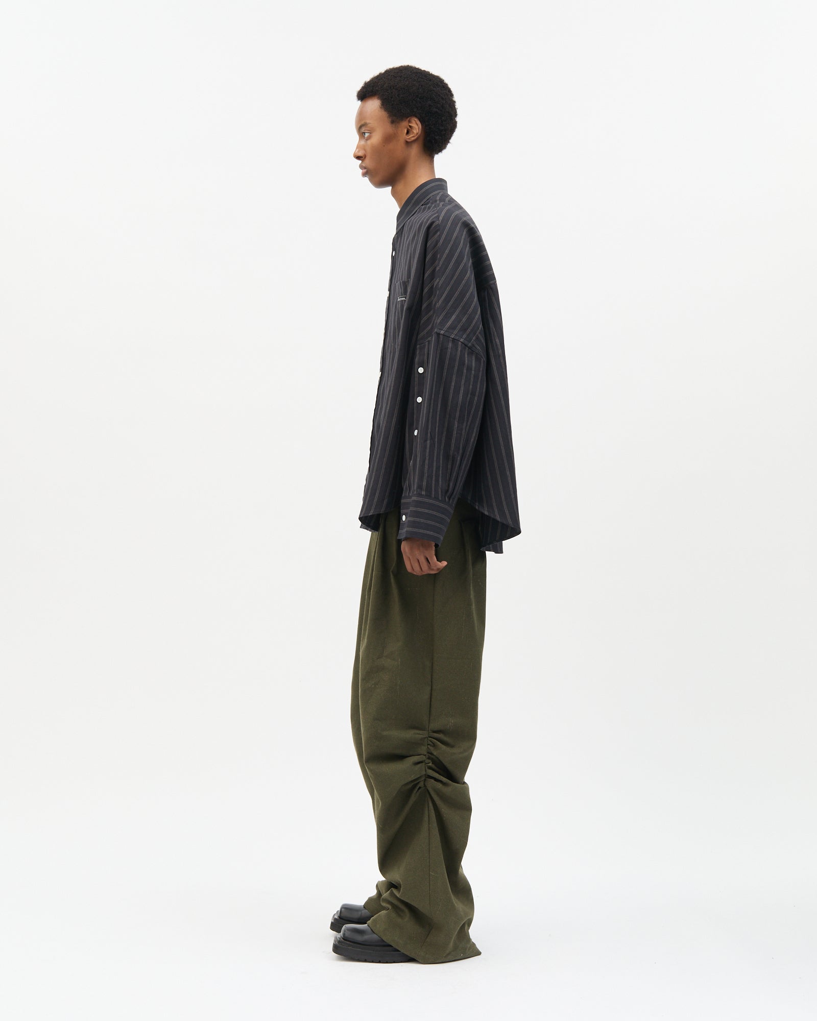 Charcoal Stripe Three-placket Shirt
