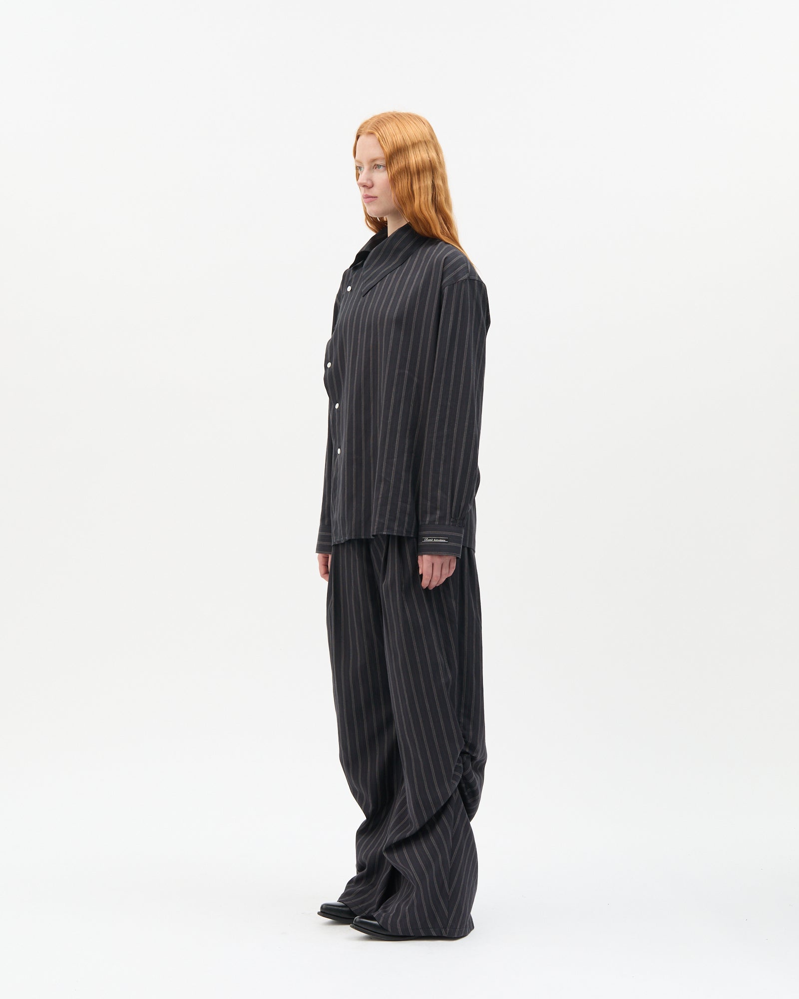 Charcoal Stripe Highneck Shirt