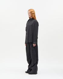 Charcoal Stripe Highneck Shirt