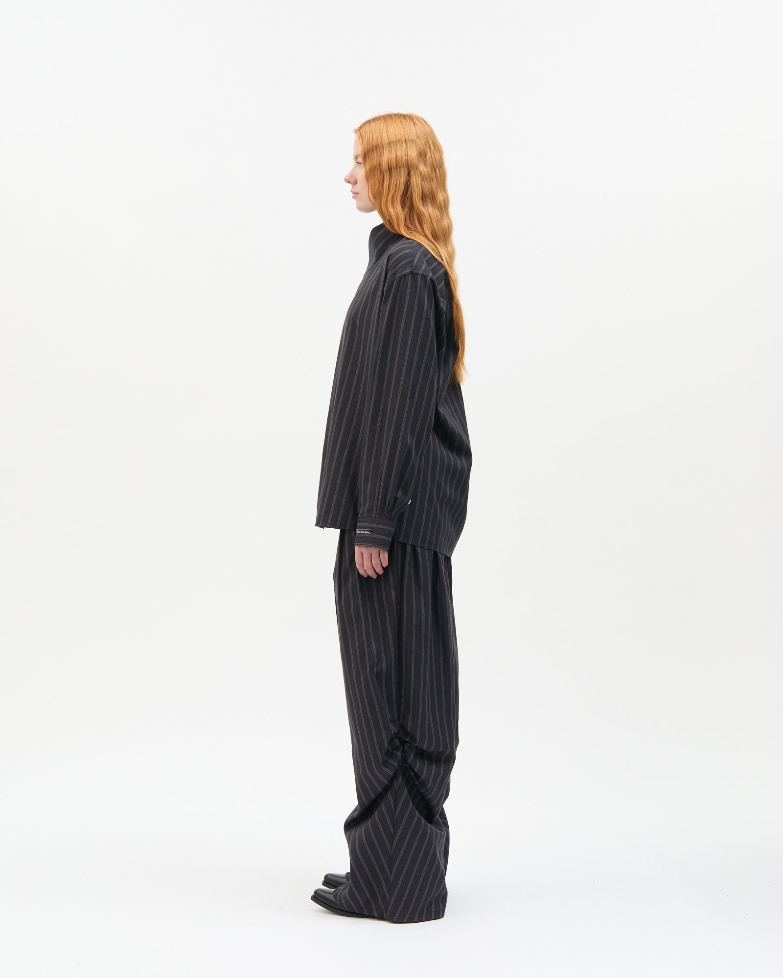 Charcoal Stripe Highneck Shirt