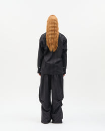 Charcoal Stripe Highneck Shirt