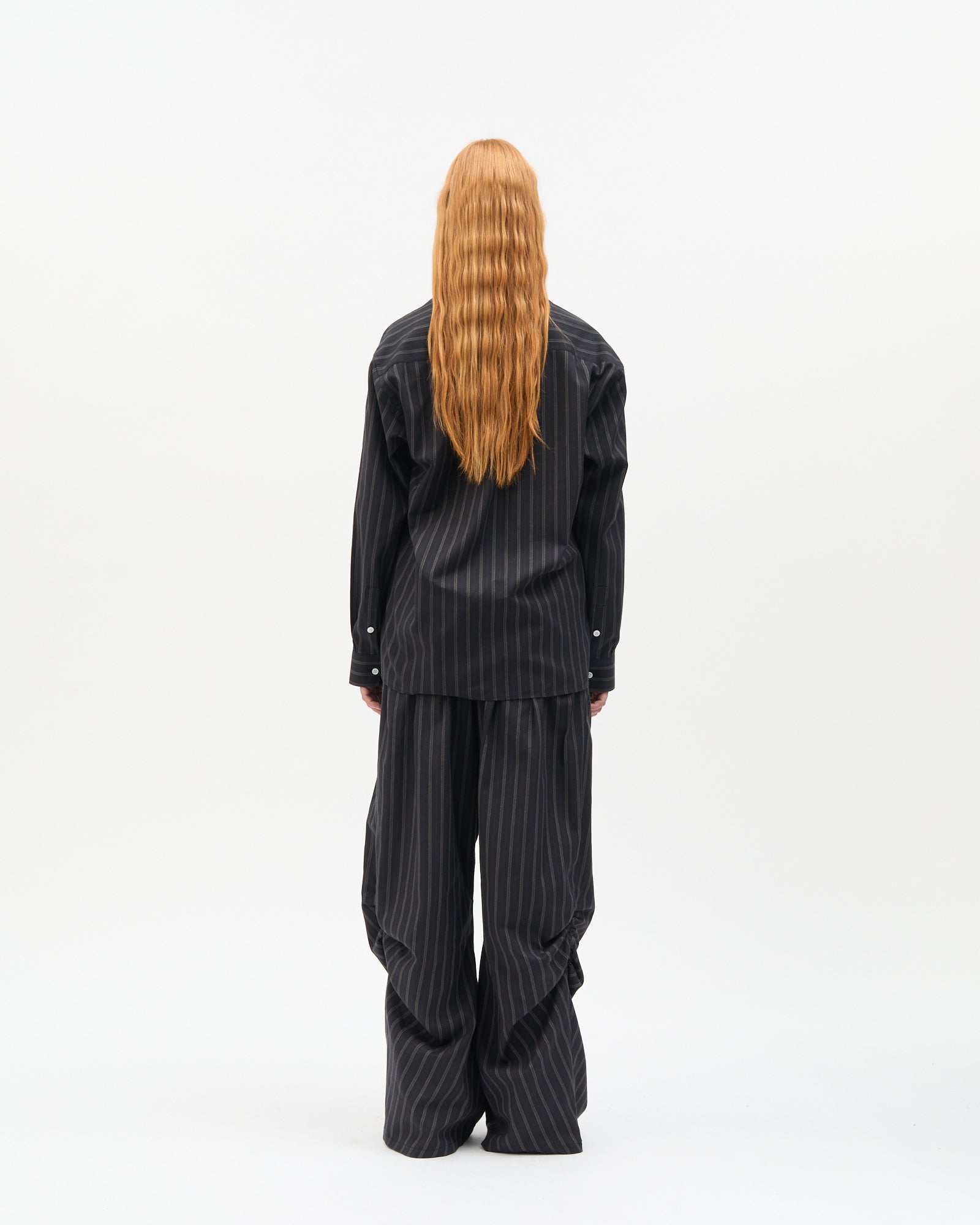 Charcoal Stripe Highneck Shirt