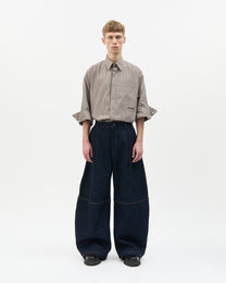 Washed Denim Curved Pants