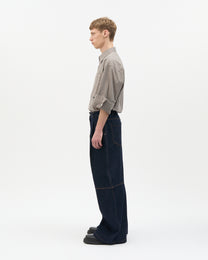 Washed Denim Curved Pants