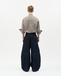 Washed Denim Curved Pants