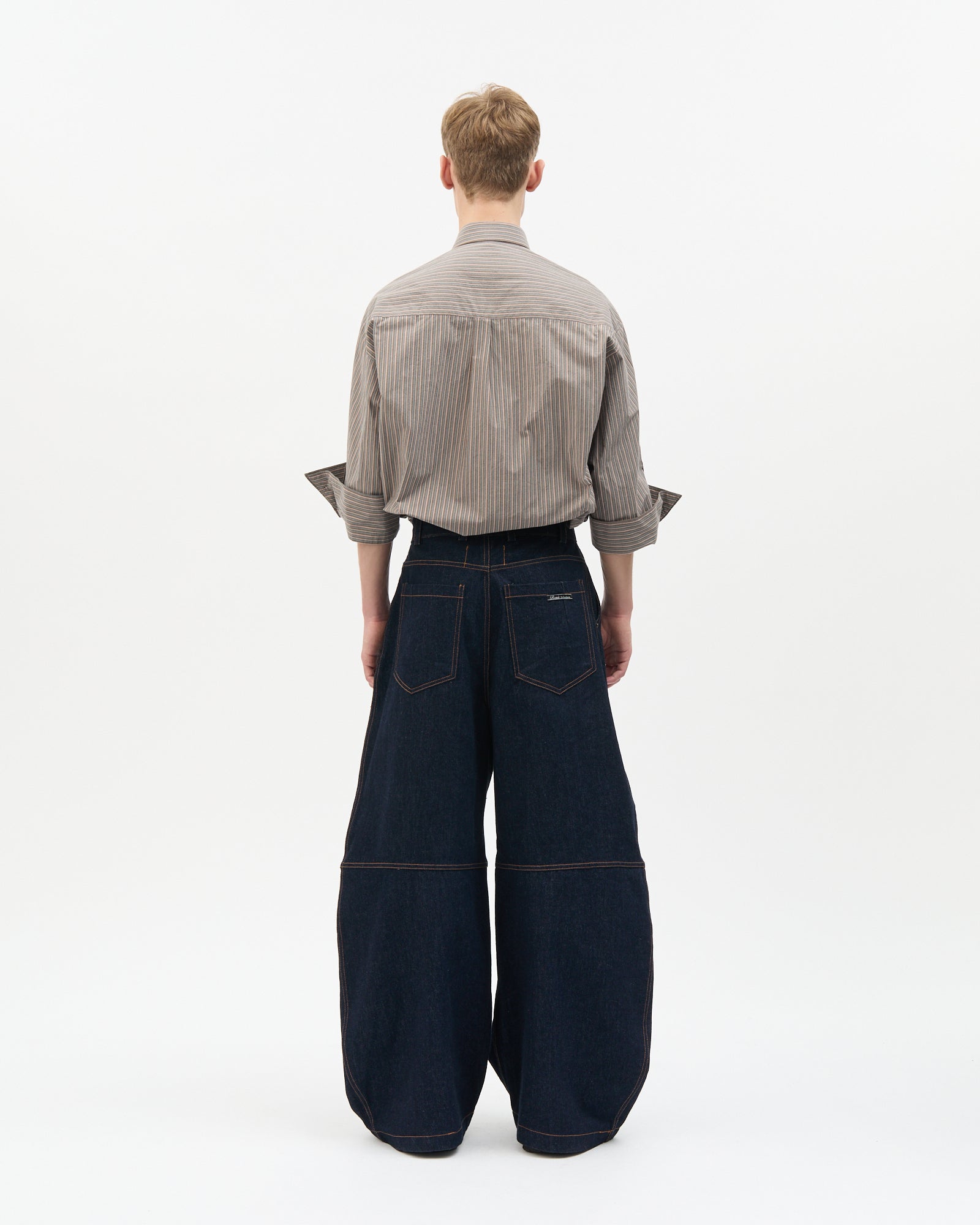 Washed Denim Curved Pants