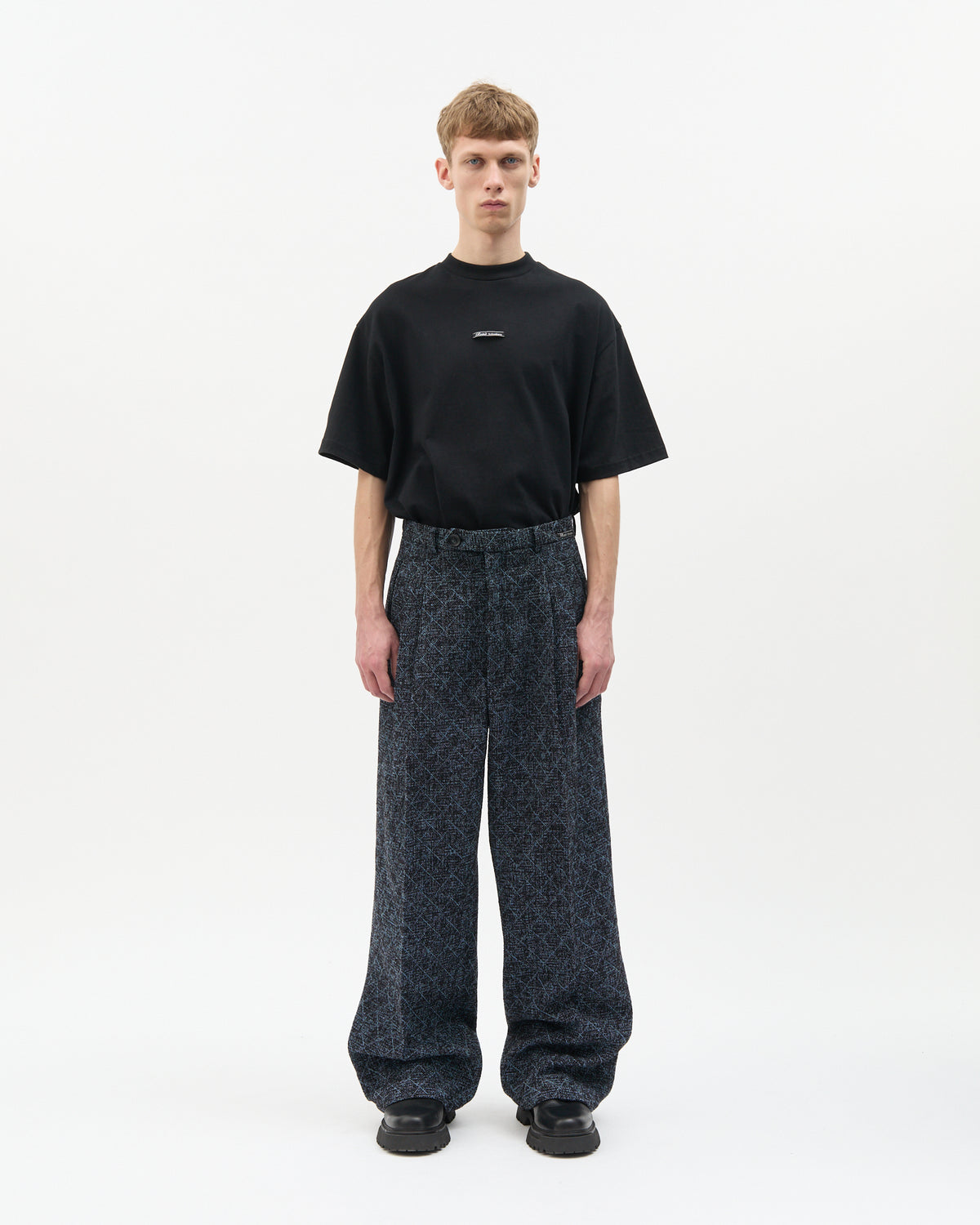 Blue Diagonal Check Tailored Pants