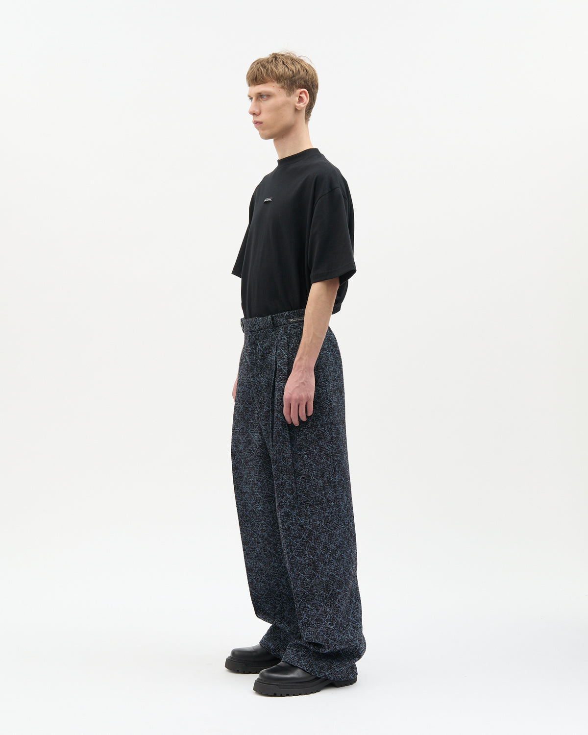 Blue Diagonal Check Tailored Pants