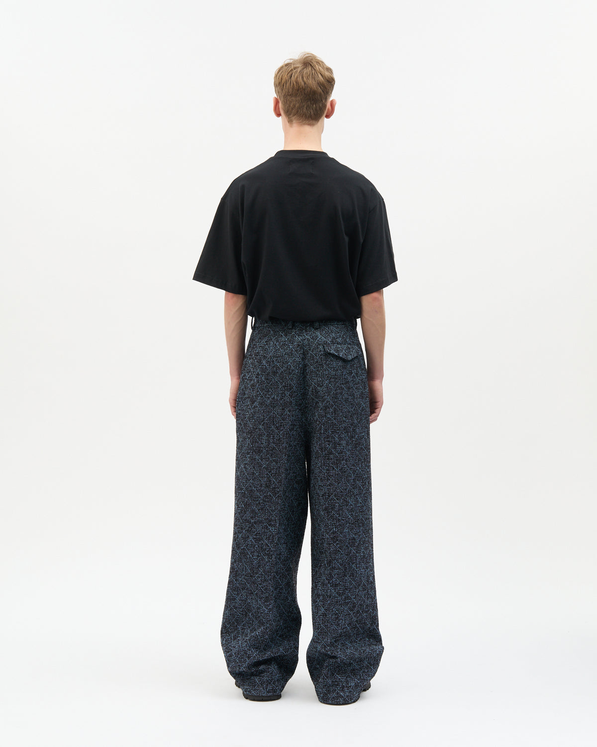 Blue Diagonal Check Tailored Pants