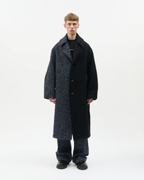 Blue Diagonal Check Two-Tone Coat
