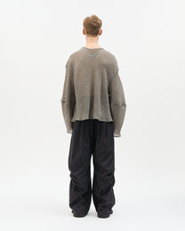 Grey Wool Bias-Cut Long Sleeve Top