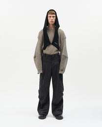 Charcoal Stripe Side Gathered Pants