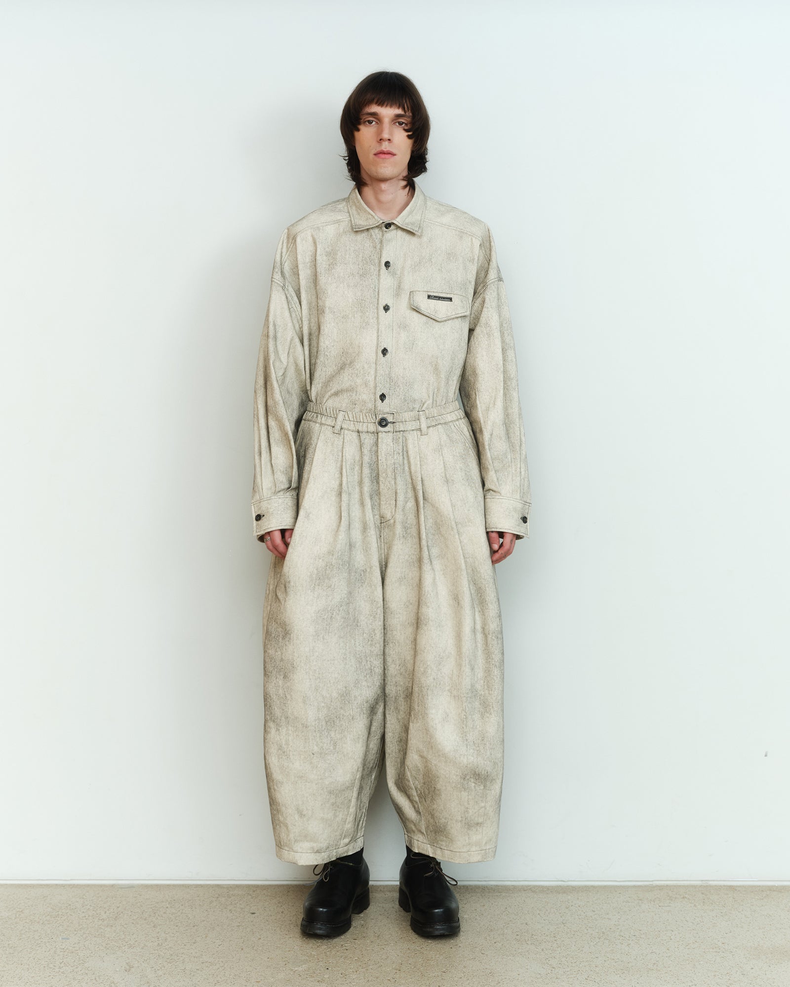 PAINTED DENIM COCOON PANTS
