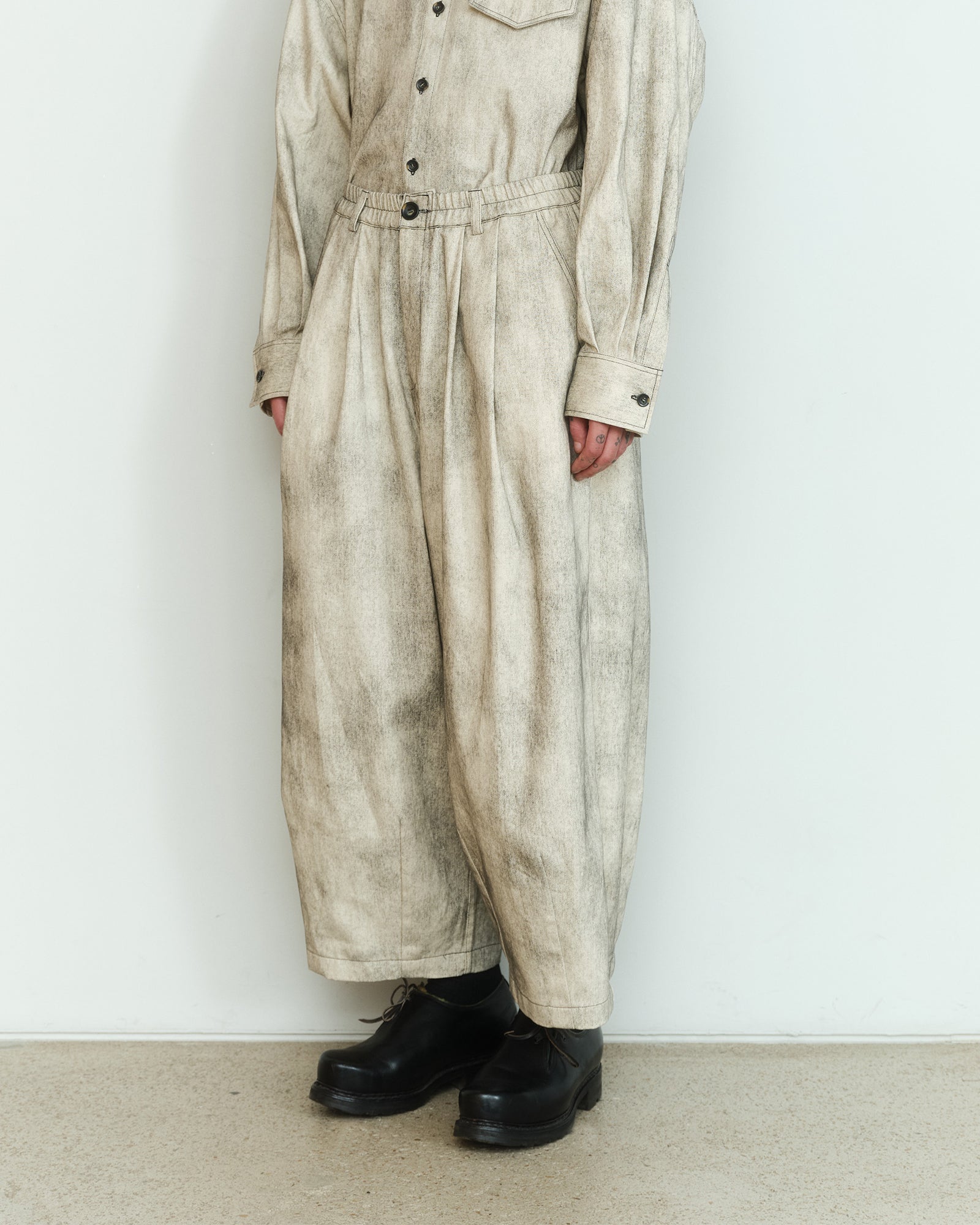 PAINTED DENIM COCOON PANTS