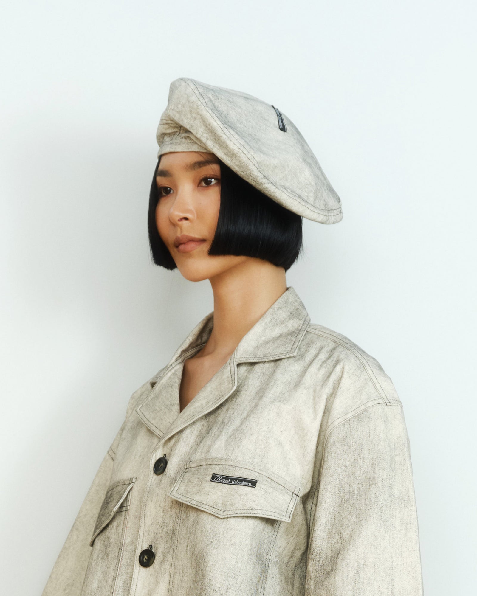 ASH PAINTED DENIM BERET