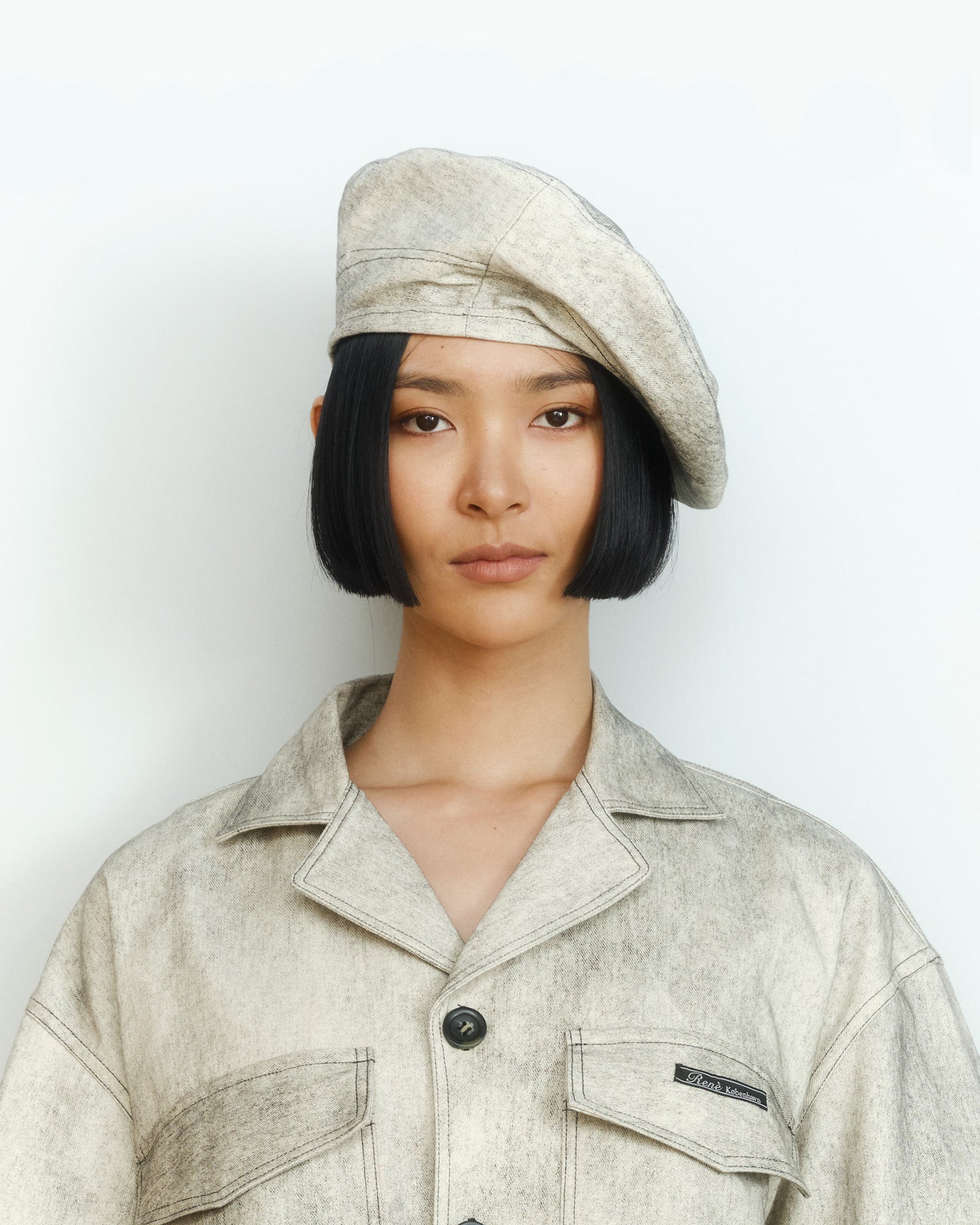 ASH PAINTED DENIM BERET