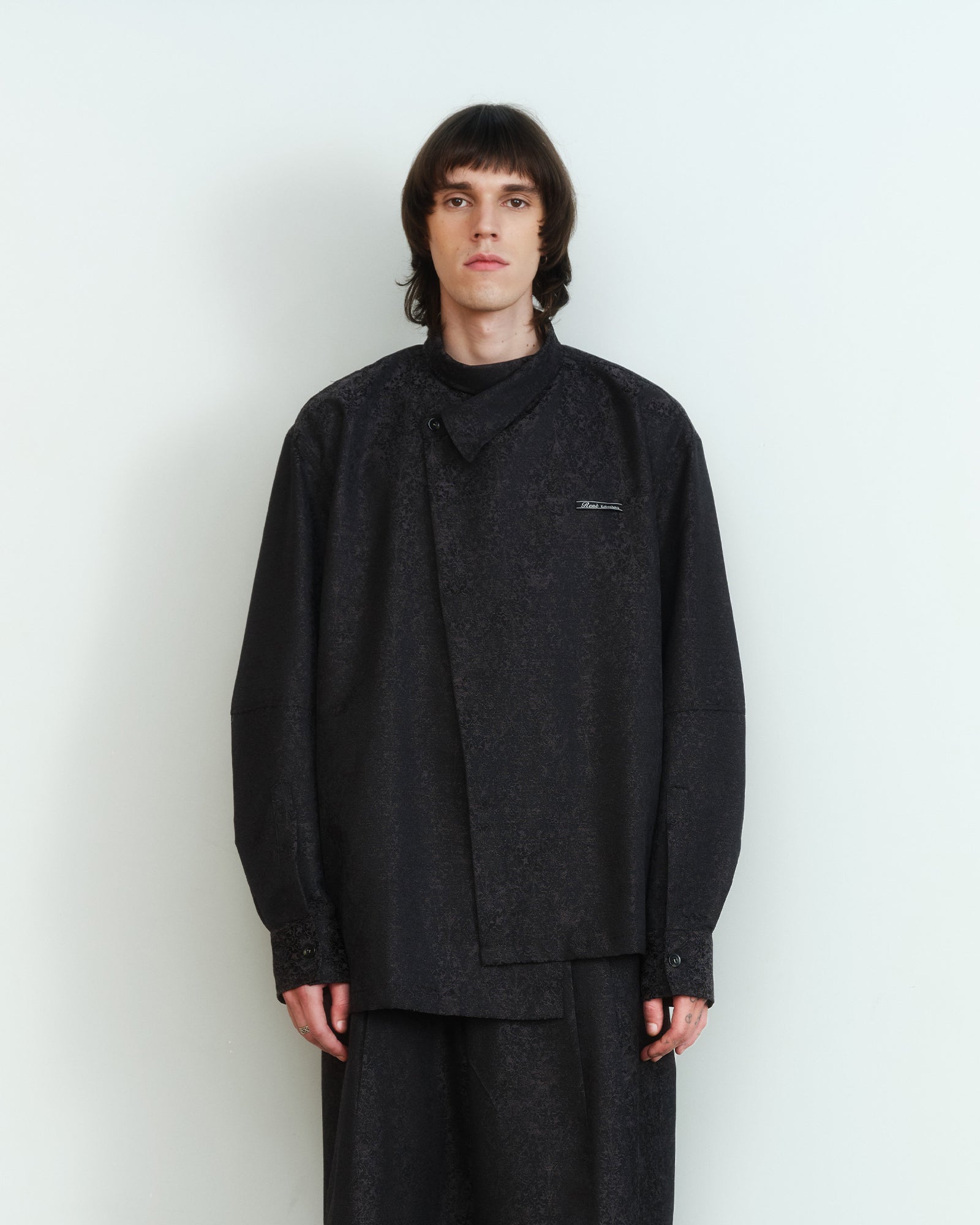 WOOL JACQUARD ASYMMETRIC SHIRT