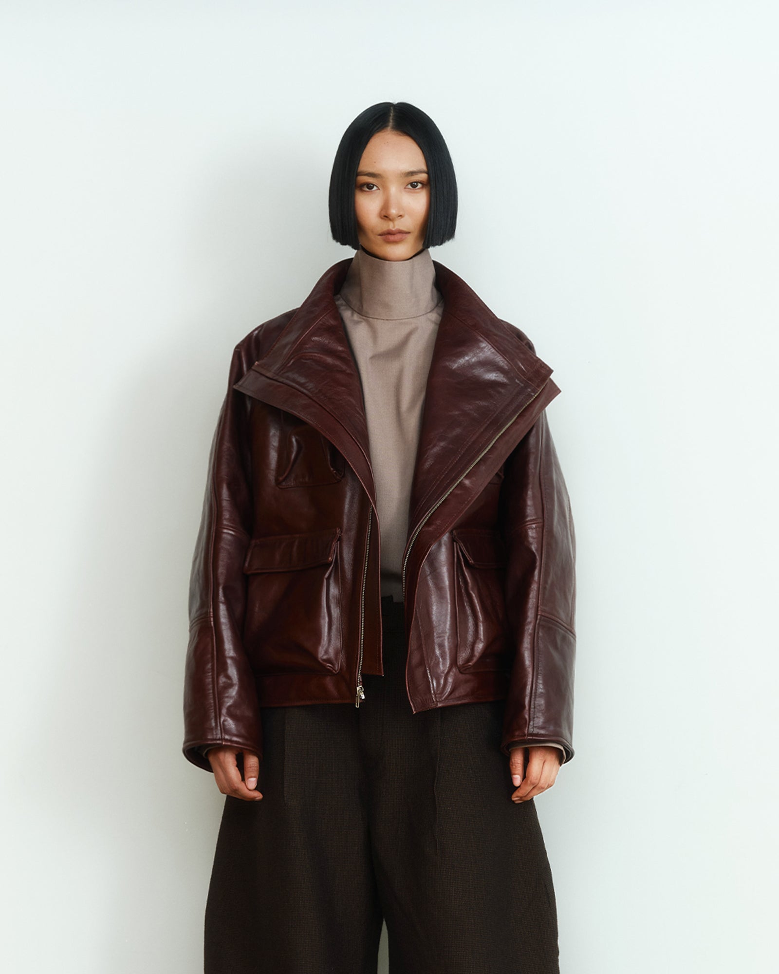 BROWN MASSIVE LEATHER JACKET