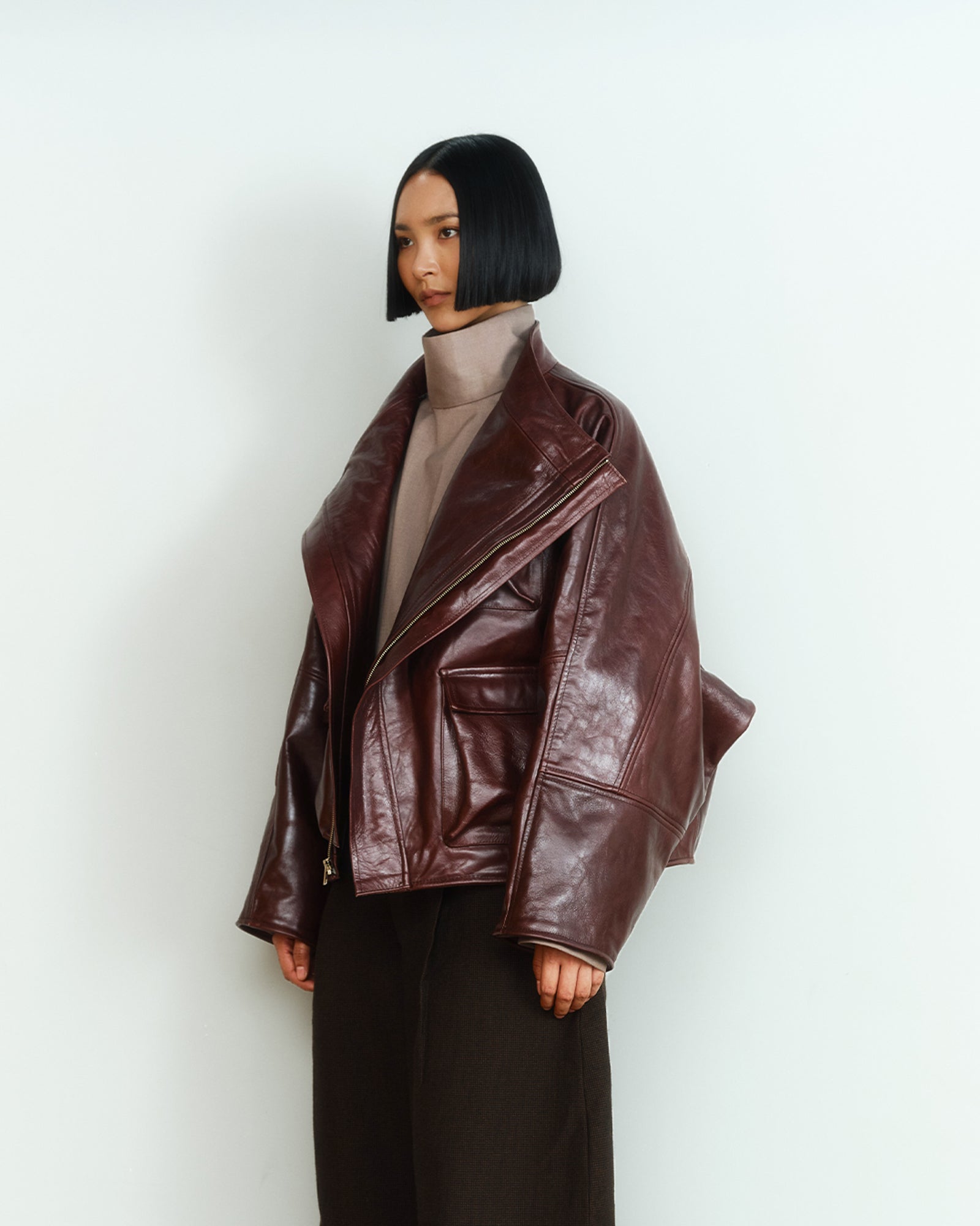 BROWN MASSIVE LEATHER JACKET