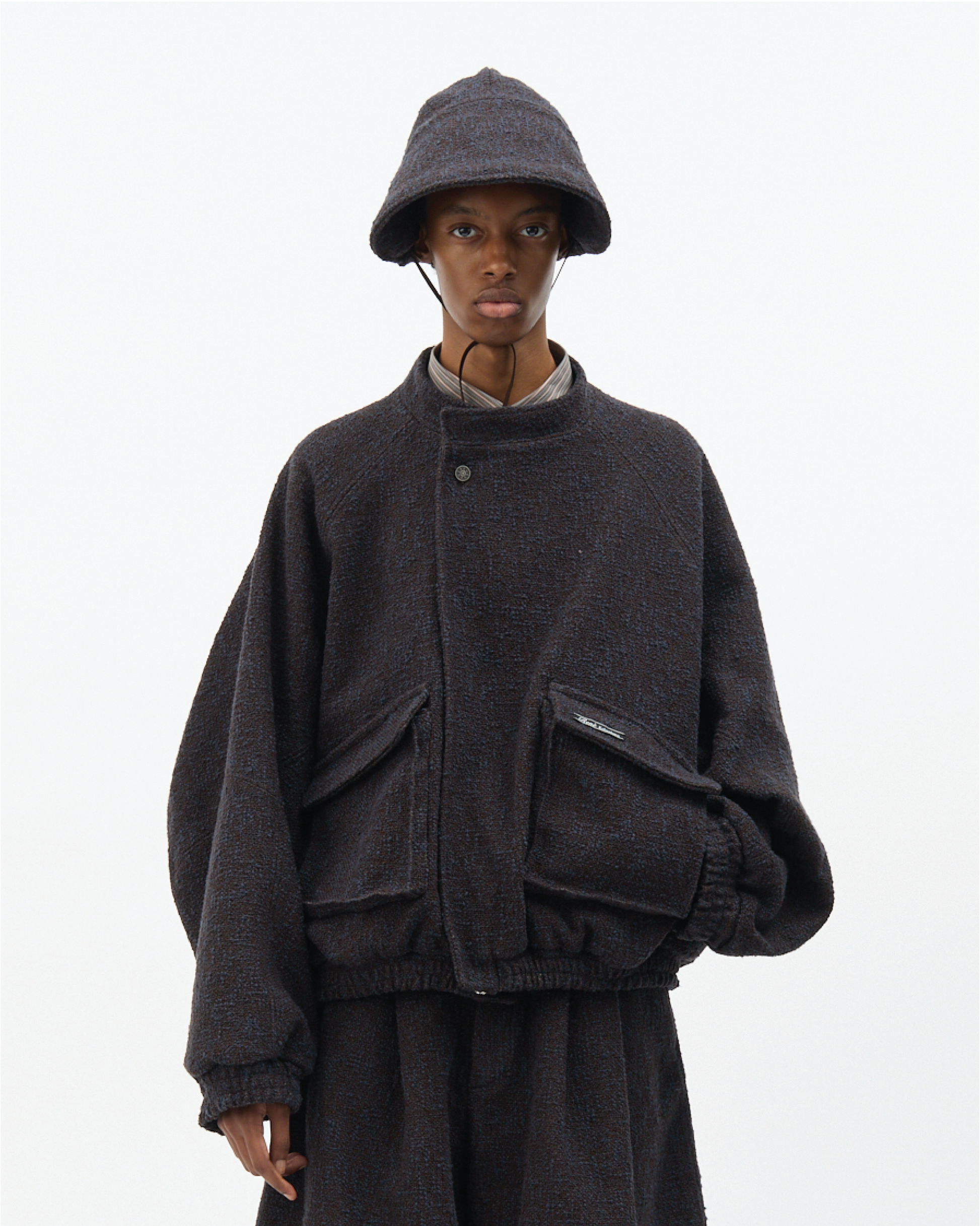 Brown Bouclé Bomber
