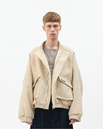 Cream Bouclé Bomber