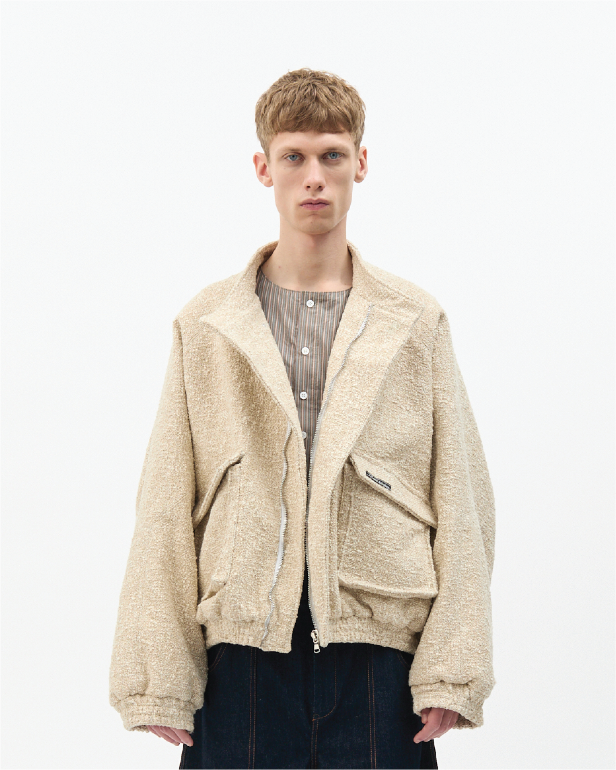 Cream Bouclé Bomber