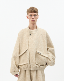 Cream Bouclé Bomber