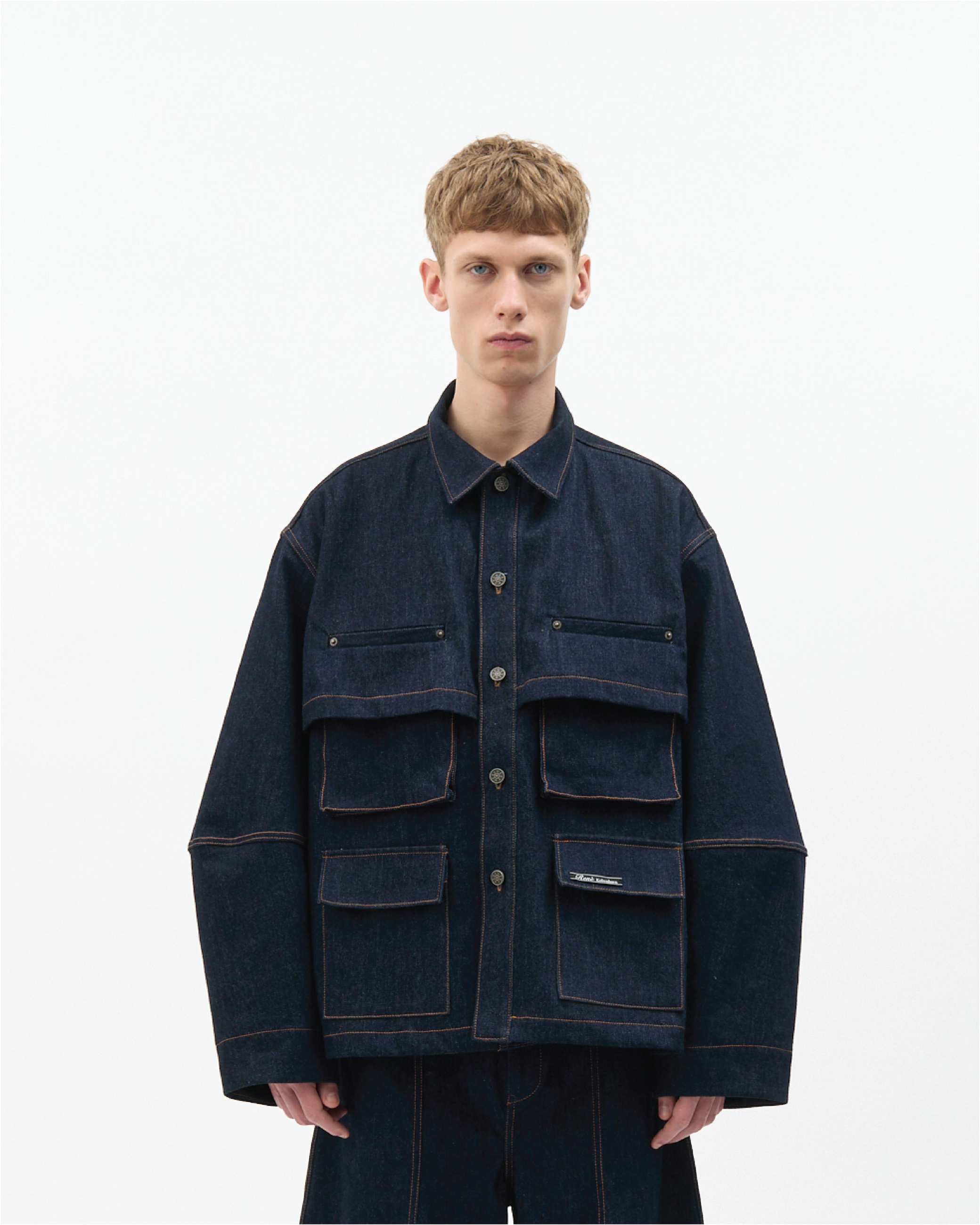 Washed Denim Cargo Jacket