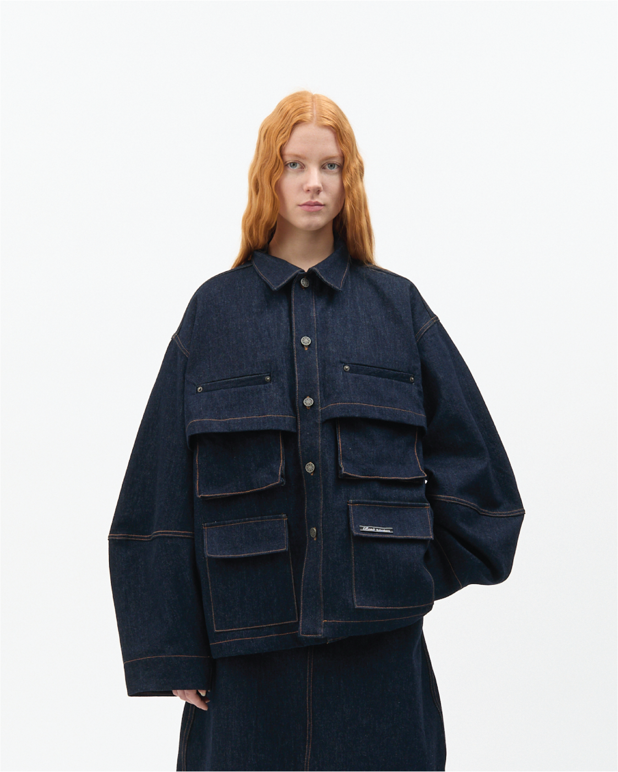 Washed Denim Cargo Jacket