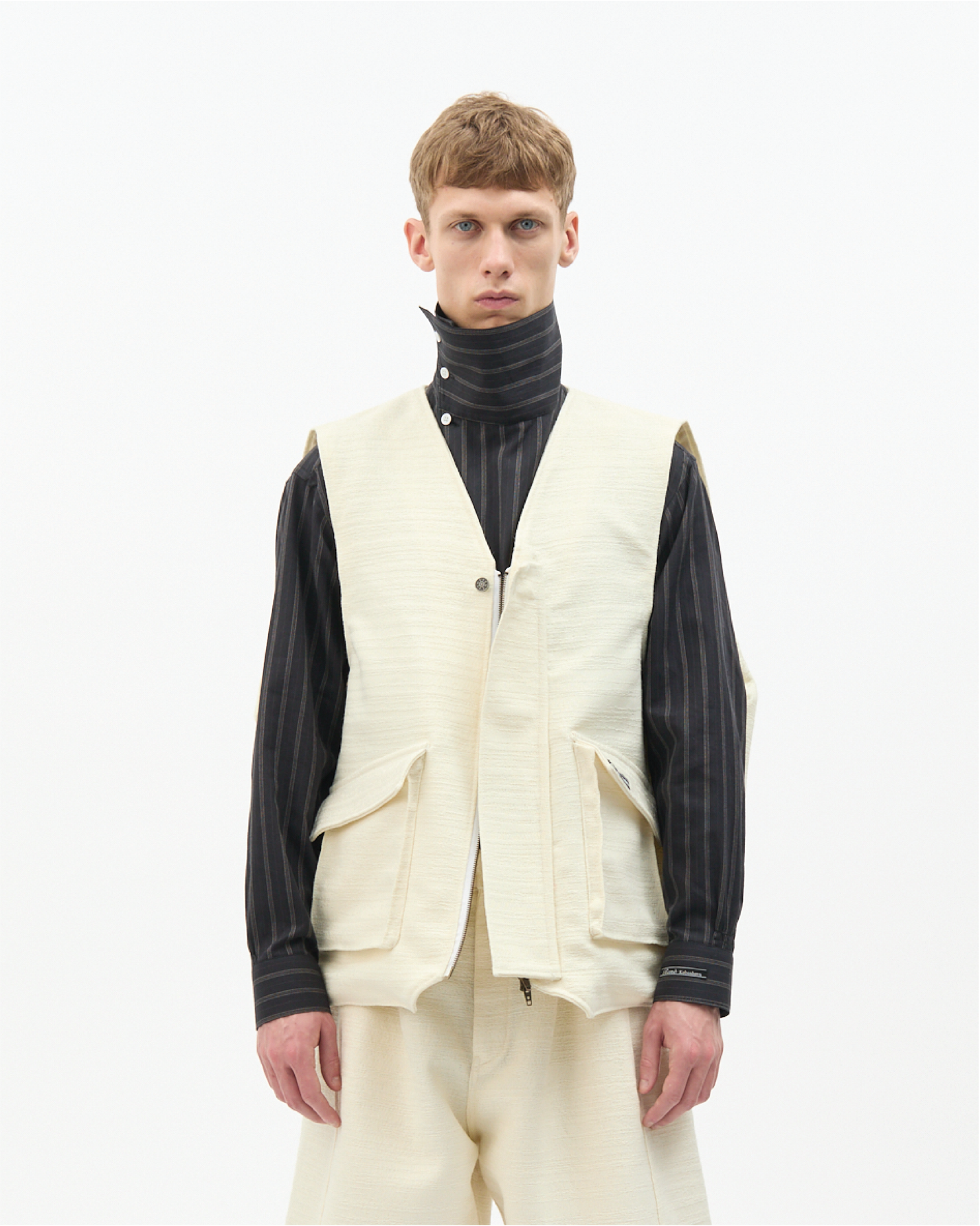 Ivory Jacquard Cocoon Vest