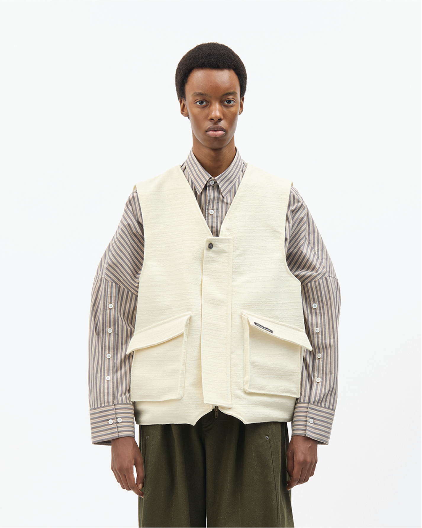 Ivory Jacquard Cocoon Vest