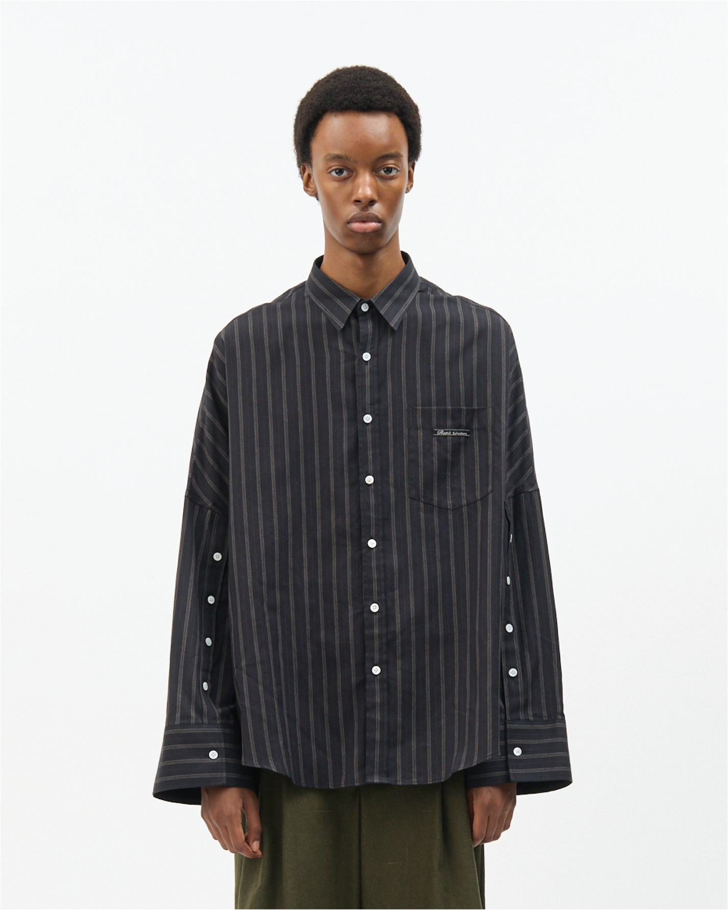 Charcoal Stripe Three-placket Shirt