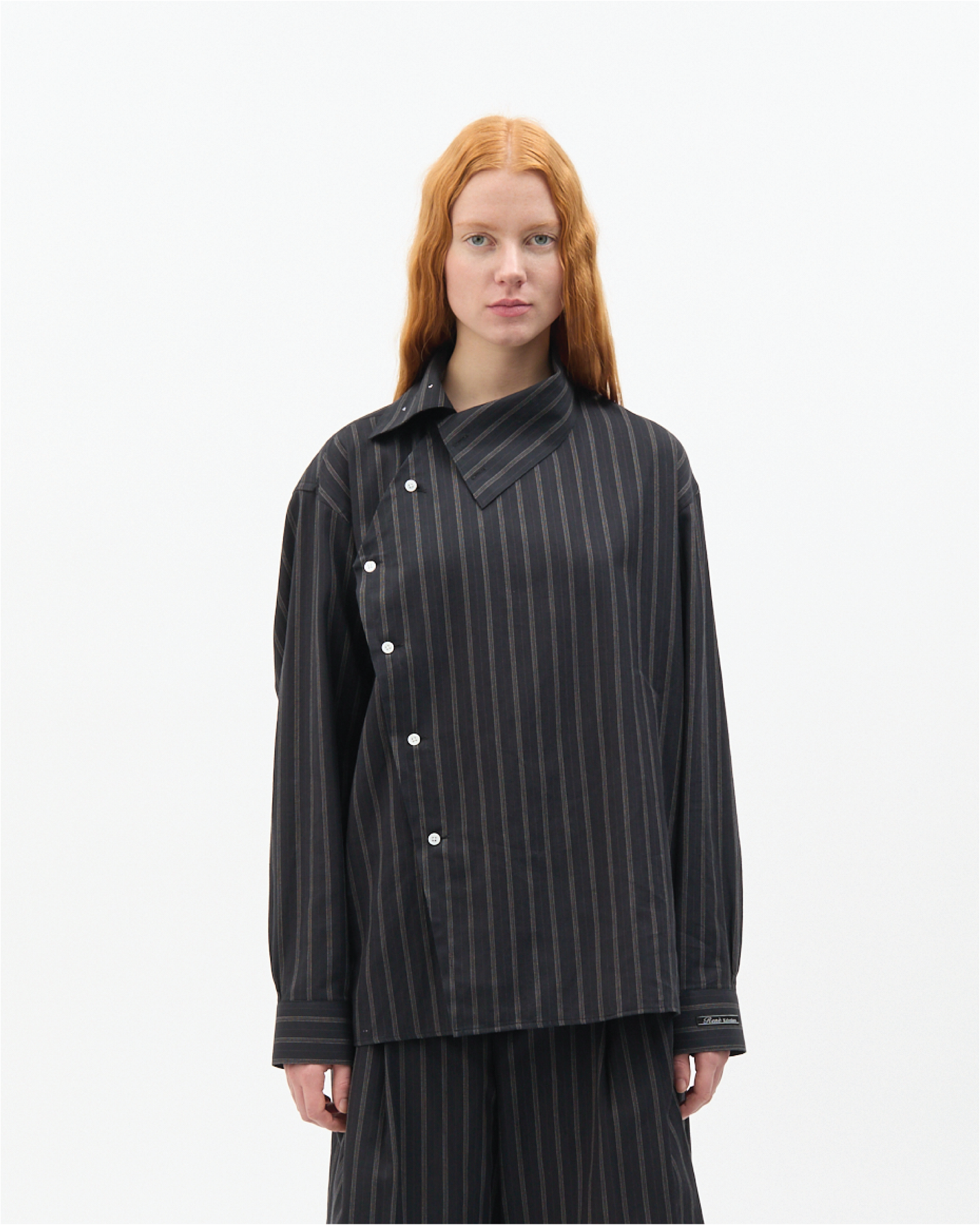 Charcoal Stripe Highneck Shirt