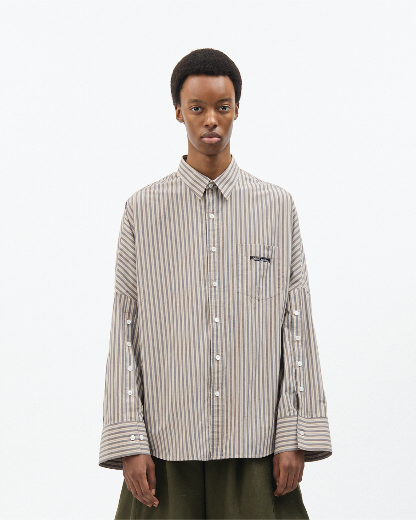 Dusty Stripe Three-Placket Shirt