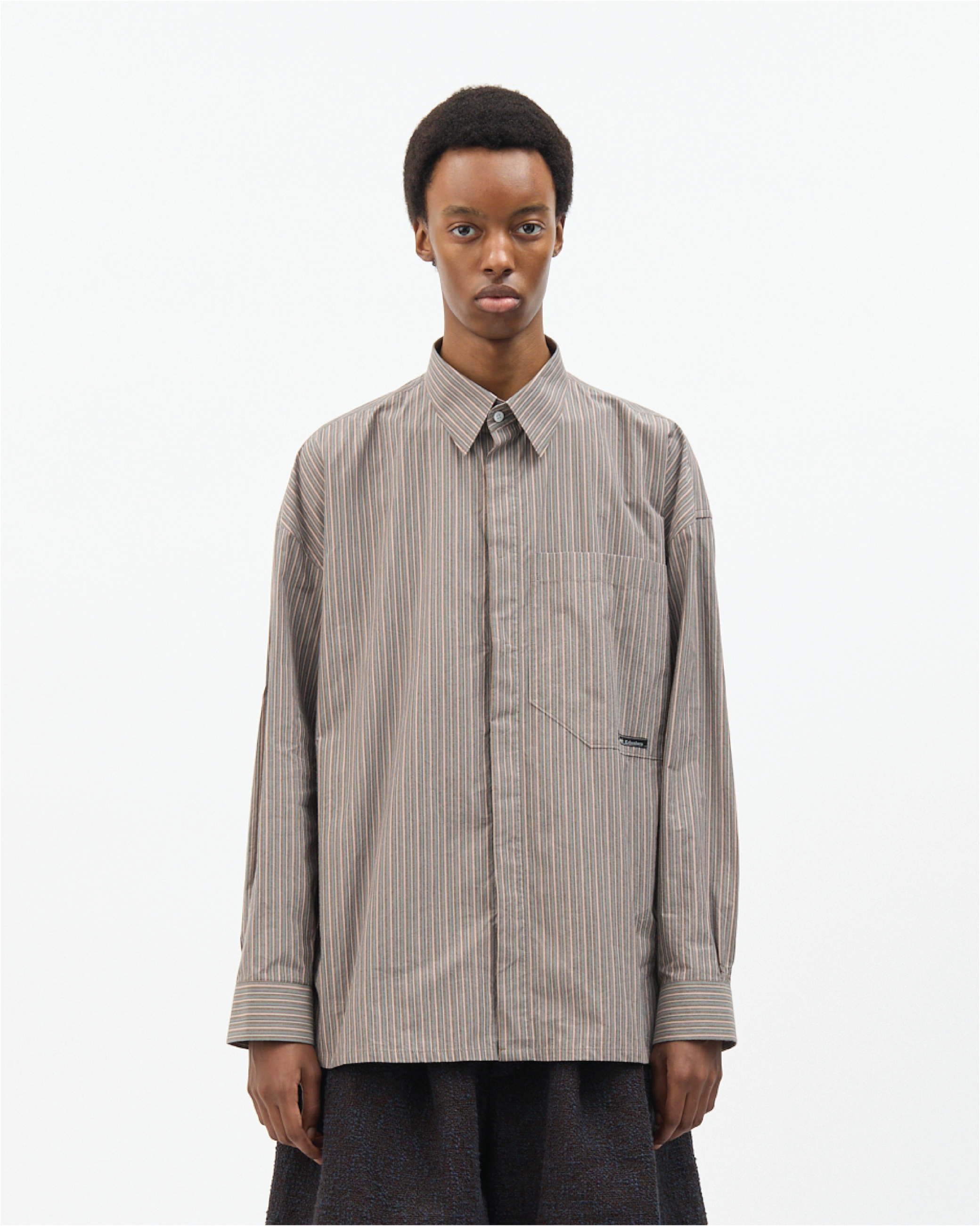 Muddy Stripe Hidden Buttons Shirt