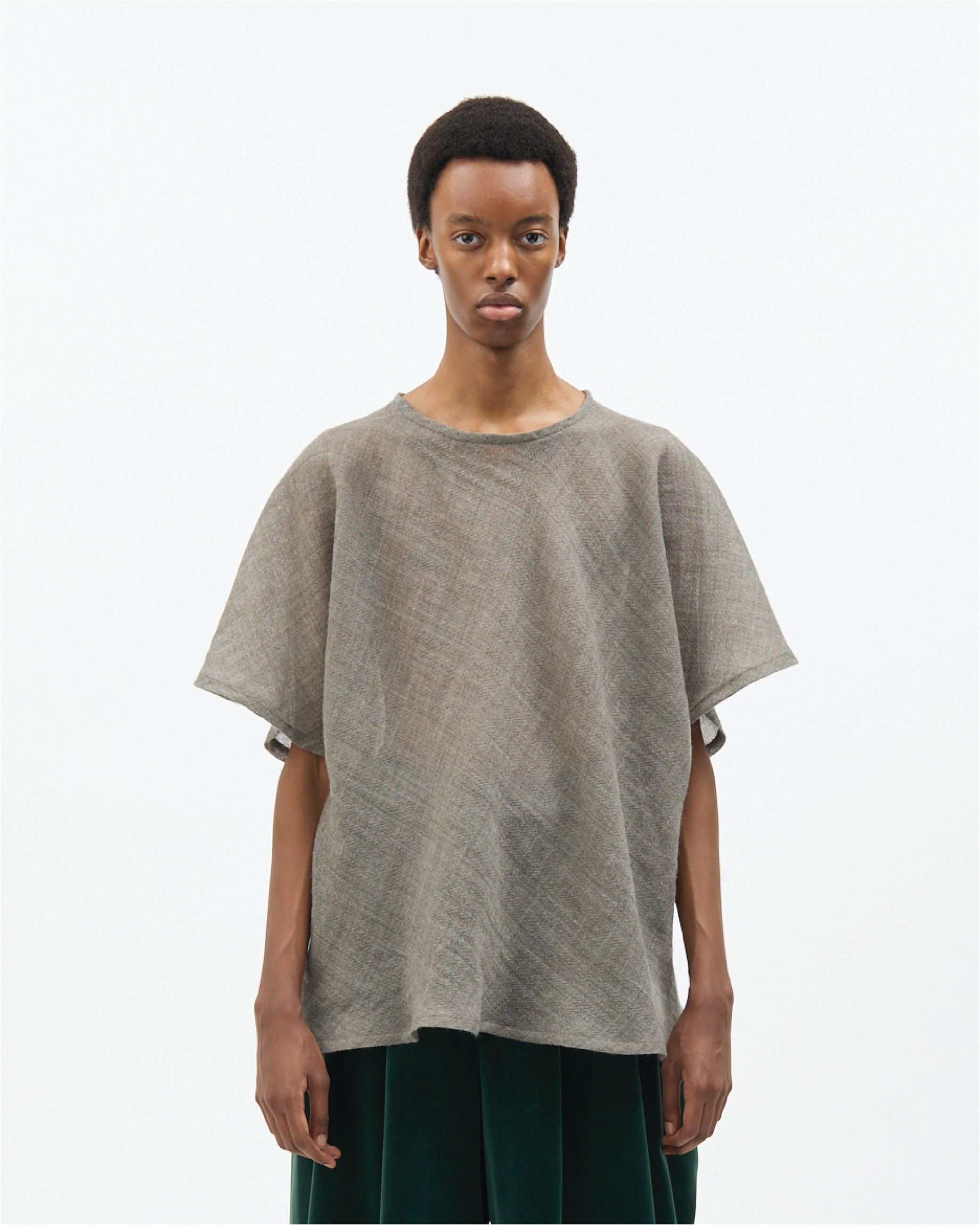 Grey Wool Bias-Cut Tee