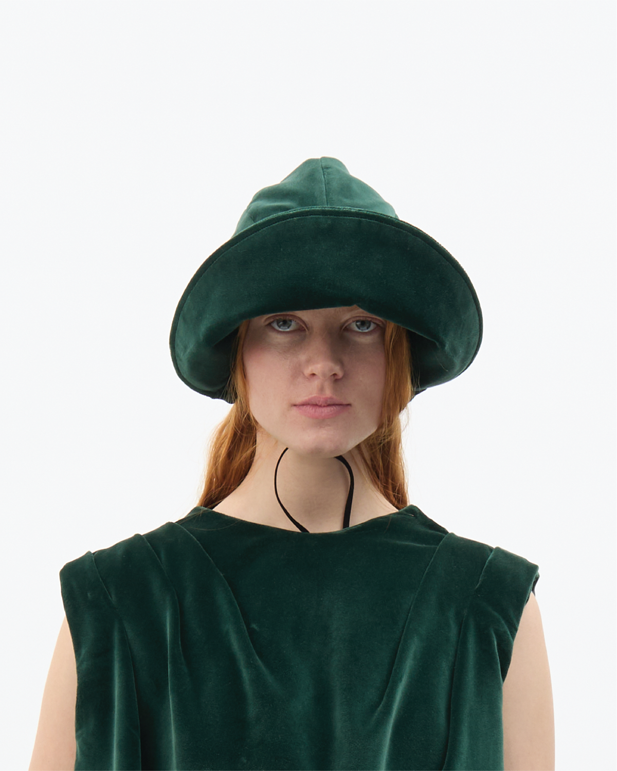 Dark Green Velvet Bonnet