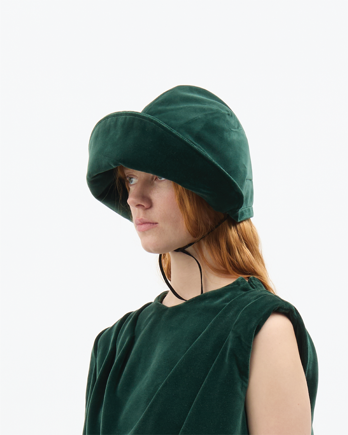 Dark Green Velvet Bonnet
