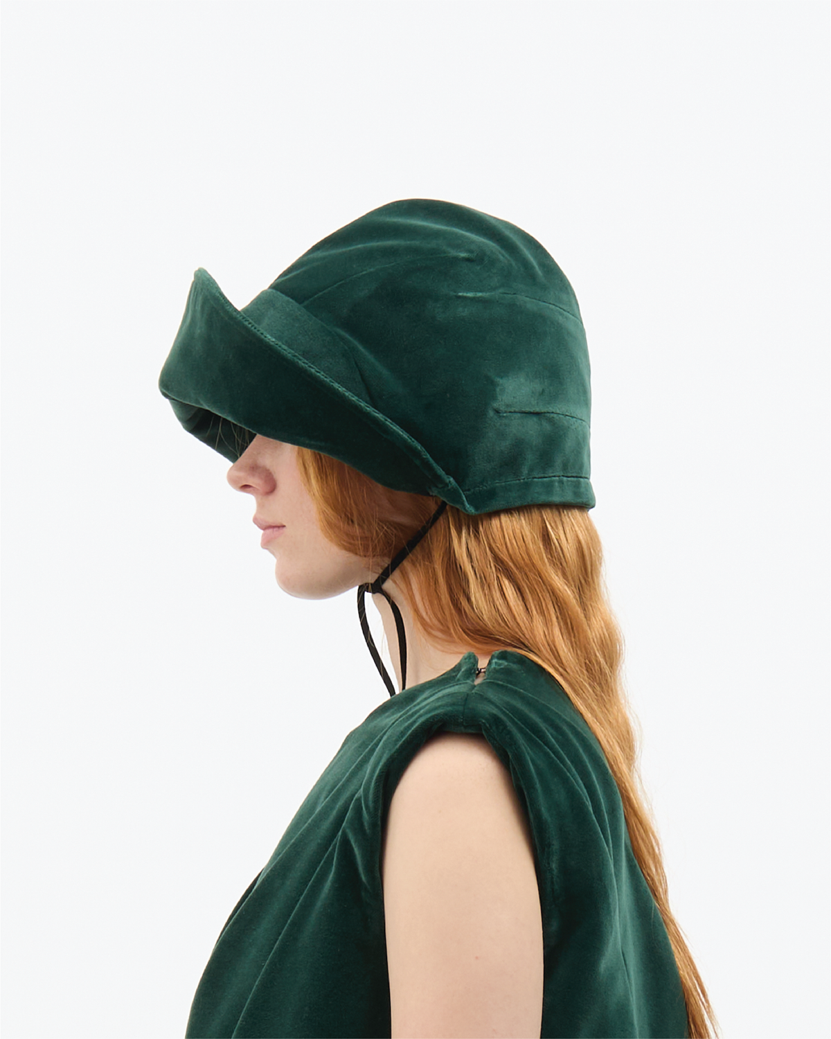Dark Green Velvet Bonnet