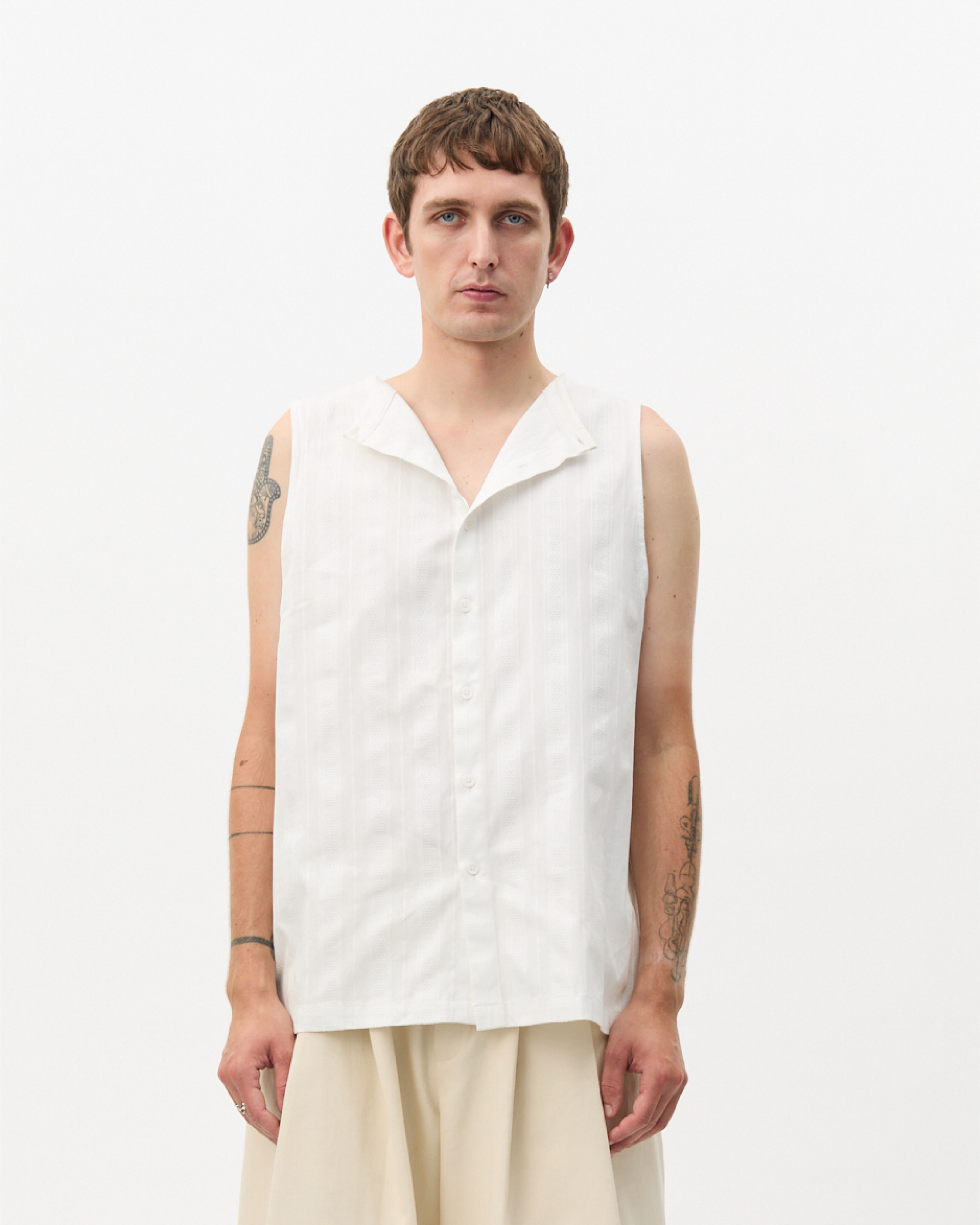 White Jacquard Two Sided Tank