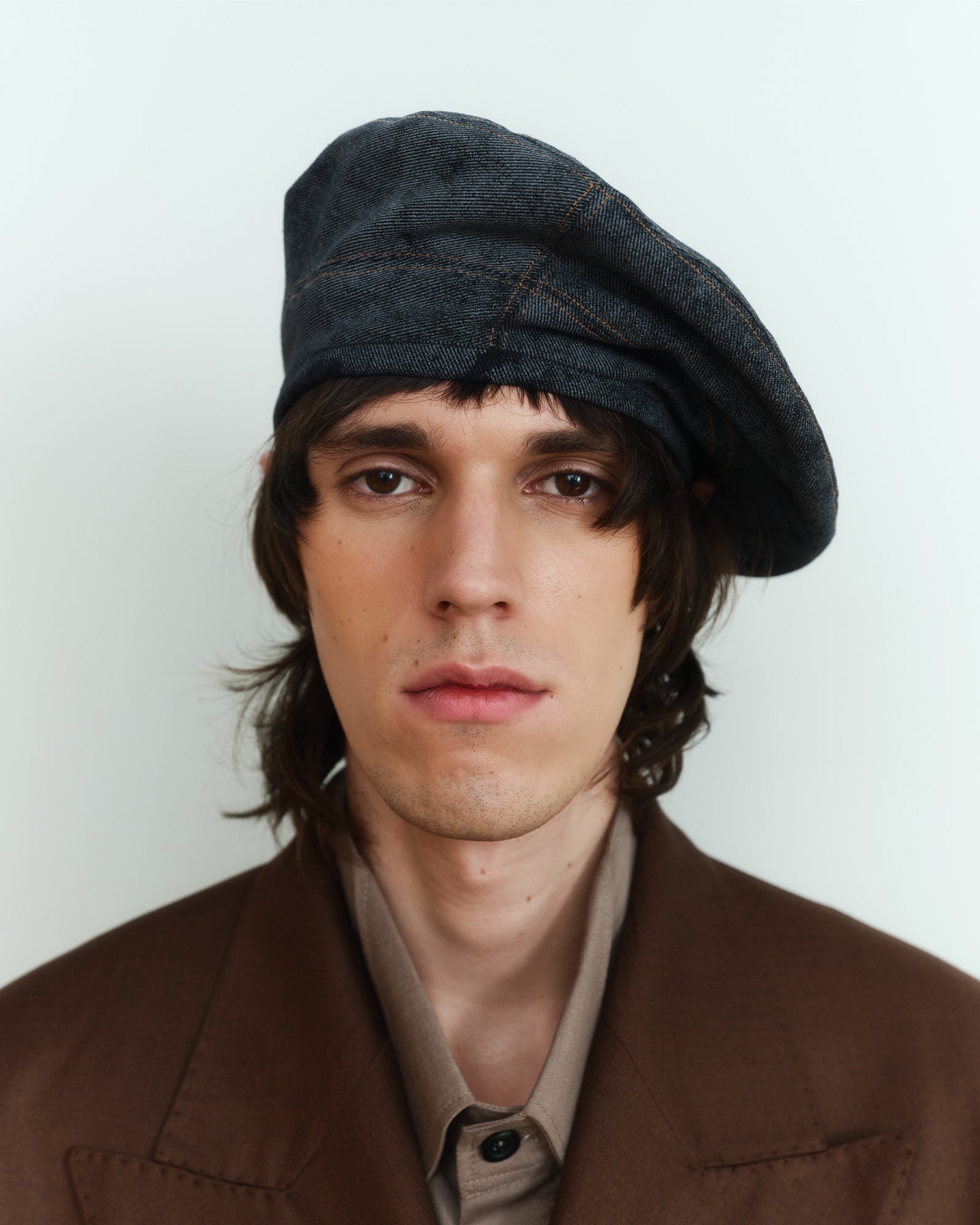DARK SMOKE PAINTED DENIM BERET